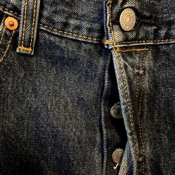 Levis 501 Jeans Original Cotton Straight Rigid Button Fly Dark Stonewash 30x30 - Picture 3 of 6